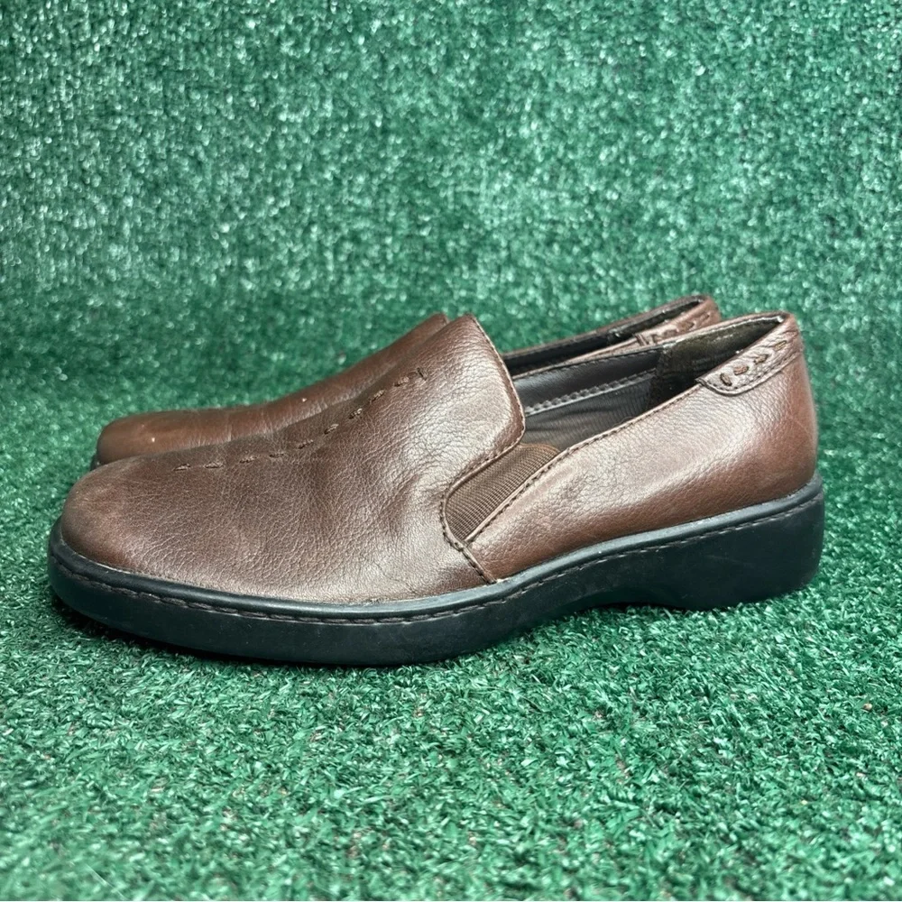 Predictions Leather Collection Brown Slip On Comfort Shoes Women 7.5